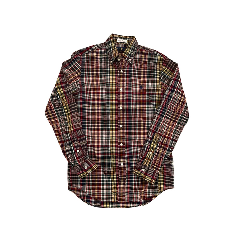 Polo Ralph Lauren Mens Madras Plaid Button Down Shirt Classic Fit Indigo Small